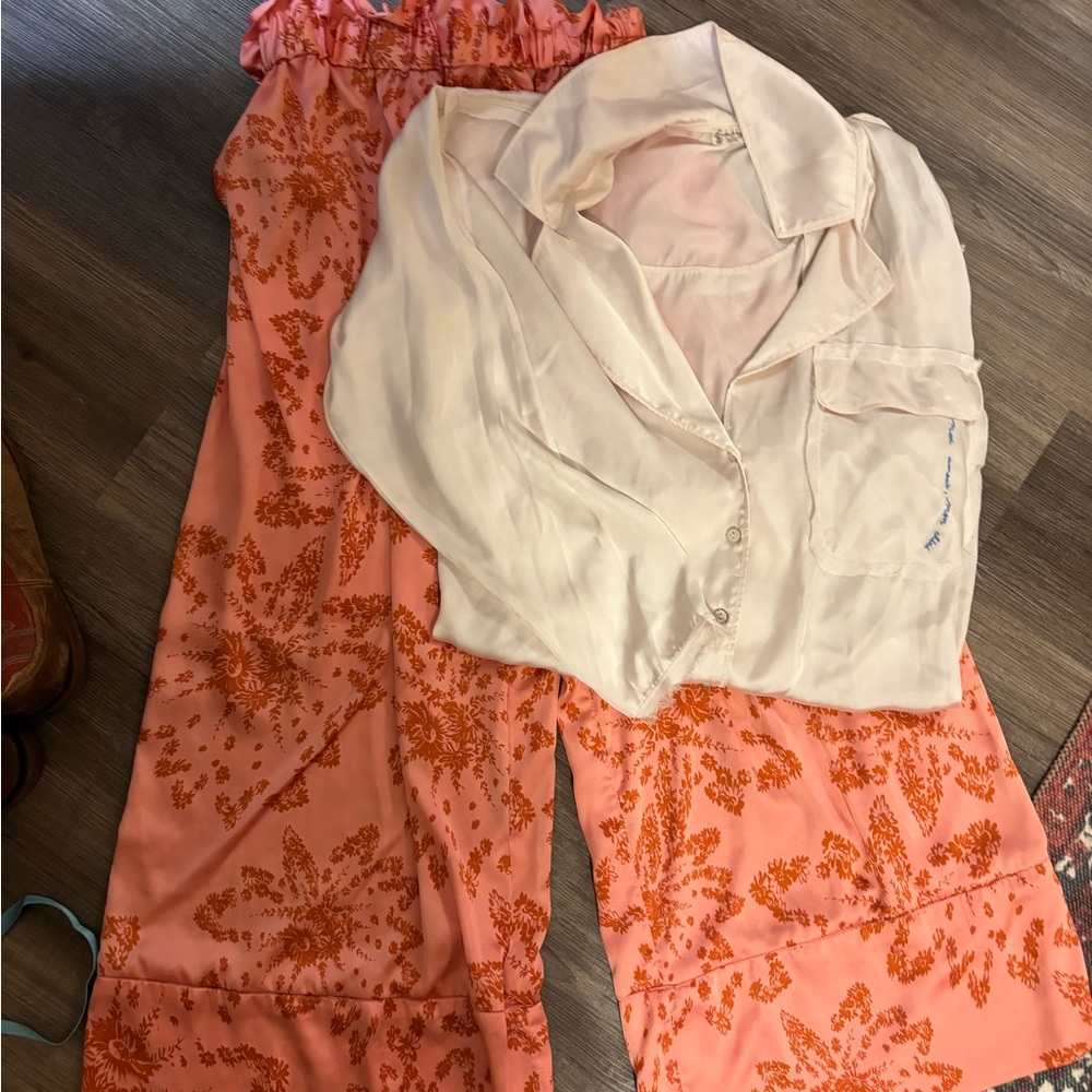 3 Free People NWOT SATIN lounge sets